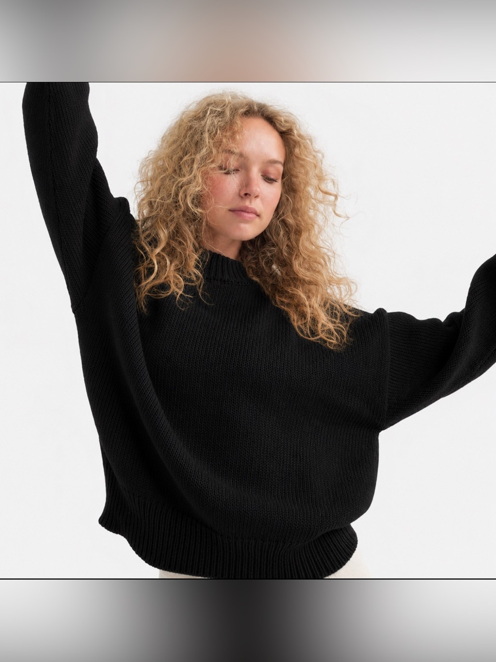 Mate The Label 100% Organic Cotton Textured Knit Oversized Crew Sweater Sz XS/S
